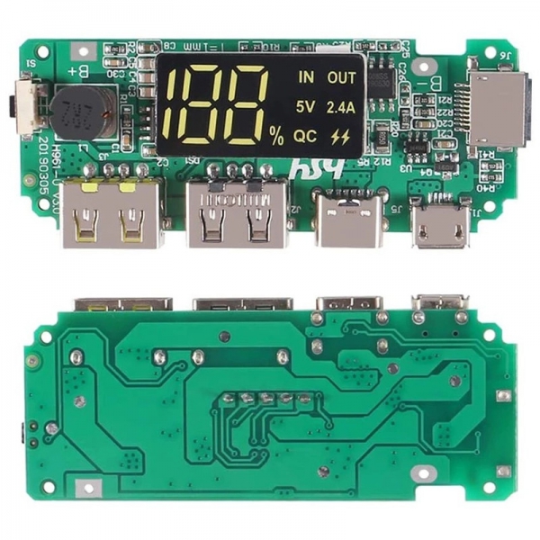 18650 lithium battery digital charging module with display boost module 5V2.4A 2A 1A dual USB output