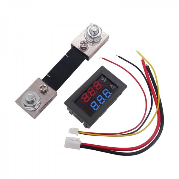 DC0-100V/10A 50A 100A LED DC Dual Display Digital Current and Voltage Meter with Digital Header