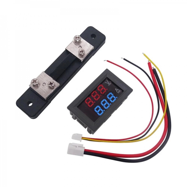 DC0-100V/10A 50A 100A LED DC Dual Display Digital Current and Voltage Meter with Digital Header