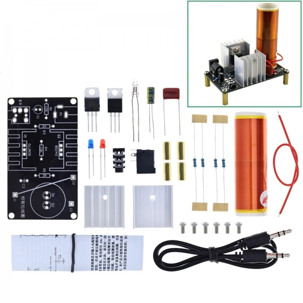 Black board Tesla coil kit, air insulated arc transmission DIY electronic production kit, air insulated lighting