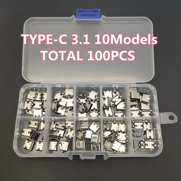 100 Type-C female socket with 10 specifications, direct insertion patch socket USB-3.1 socket, 4-pin 16P fast charging interface