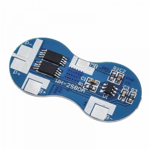 2-string 7.4V 4A 18650 lithium battery protection board, dual string protection chip, 8.4V overcurrent surge 4A