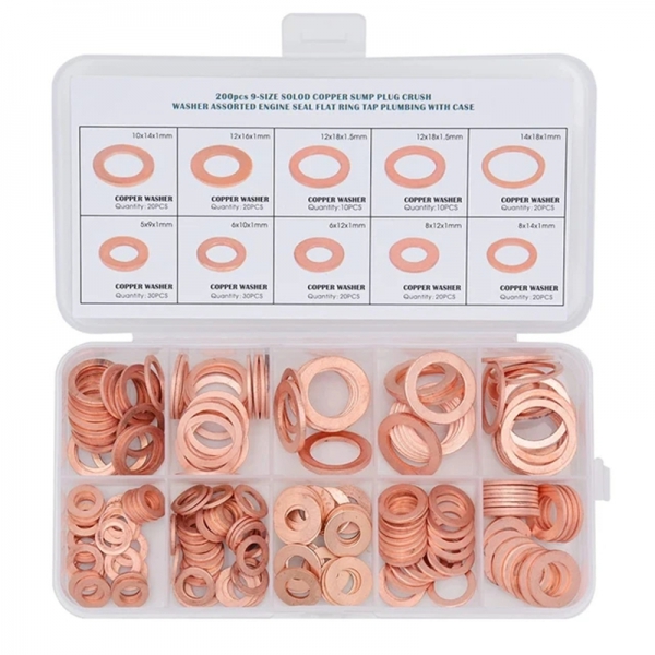200PCS Purple Copper Gasket M5-M14 Oil Seal Gasket Combination Box O-shaped Sealing Gasket