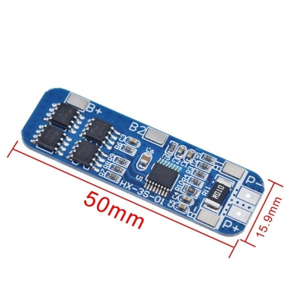 3 series 12V18650 lithium battery protection board 11.1V 12.6V anti overcharge and over discharge peak 10A overcurrent protection