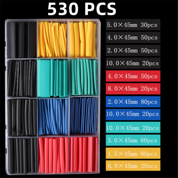 530PCS boxed heat shrink matching tube color heat shrink tube combination boxed heat shrink tube