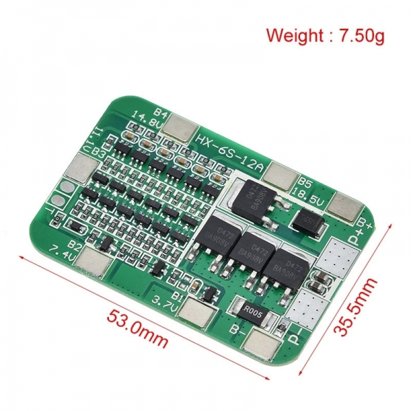 6-series 22V24V12A electric tool solar lighting 18650 dedicated lithium battery protection board BMS