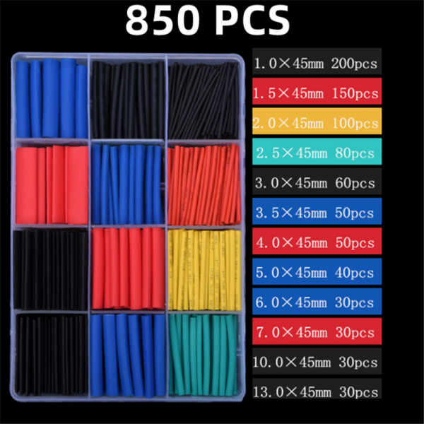 850PCS boxed heat shrink tubing 2:1 heat shrink tubing set boxed color heat shrink tubing with multiple combinations