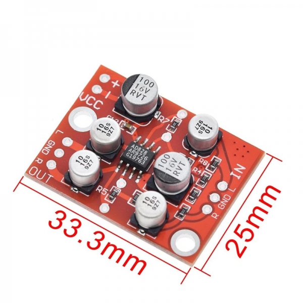  Fever level AD828 operational amplifier, preamplifier board, audio amplification module, single power supply, sound amplification