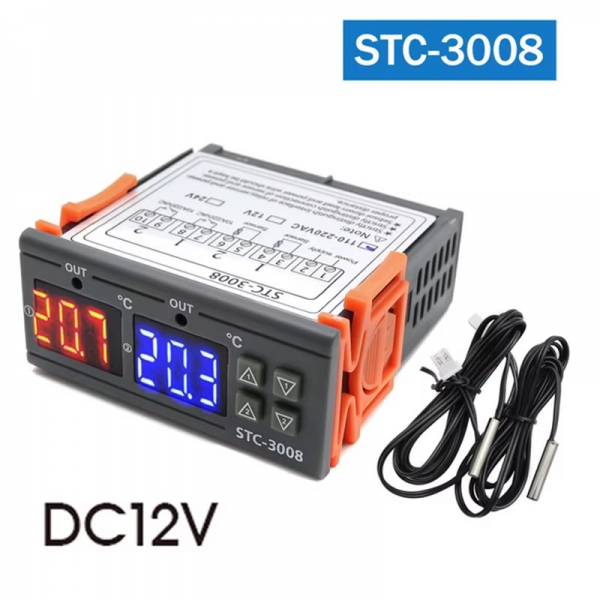 STC-3008 Computer Digital Display Intelligent Dual Control Electronic Temperature Controller Dual Display Dual Temperature Adjustable Temperature Controller Switch