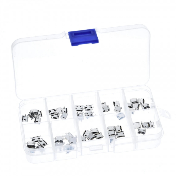60PCS USB socket female socket Micro USB 5P socket 12 specifications, each with 5 bags
